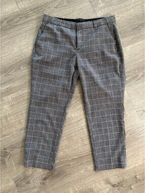Banana Republic Avery Petite Women's Size 10 Gray Plaid Dress Pants